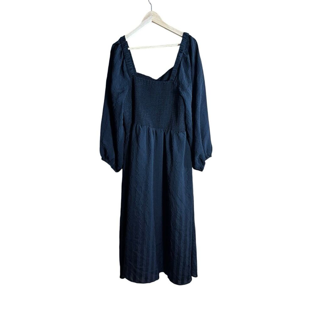 Madewell Women's N1748 Black Smocked Waist Cottage Core Long Dress 3x Plus Size